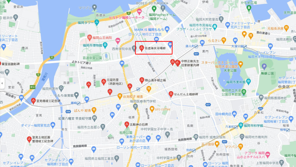 百道海水浴場跡地図